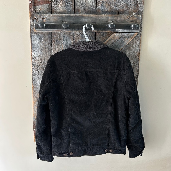 Men's Levi's Sherpa Lined Corduroy Jacket Black - Picture 2 of 4